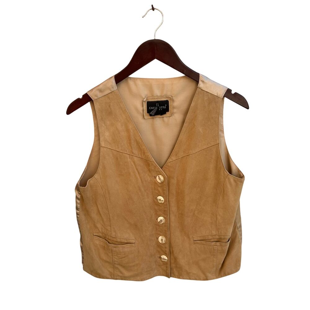 Vintage Carole Little Faux Suede Vest Side Medium